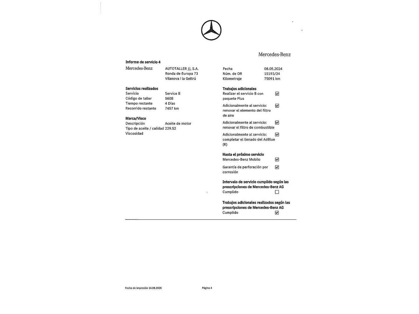 Foto del mantenimiento del Mercedes Clase E Mercedes Clase E 220 d Cabrio (194 CV) Pack AMG