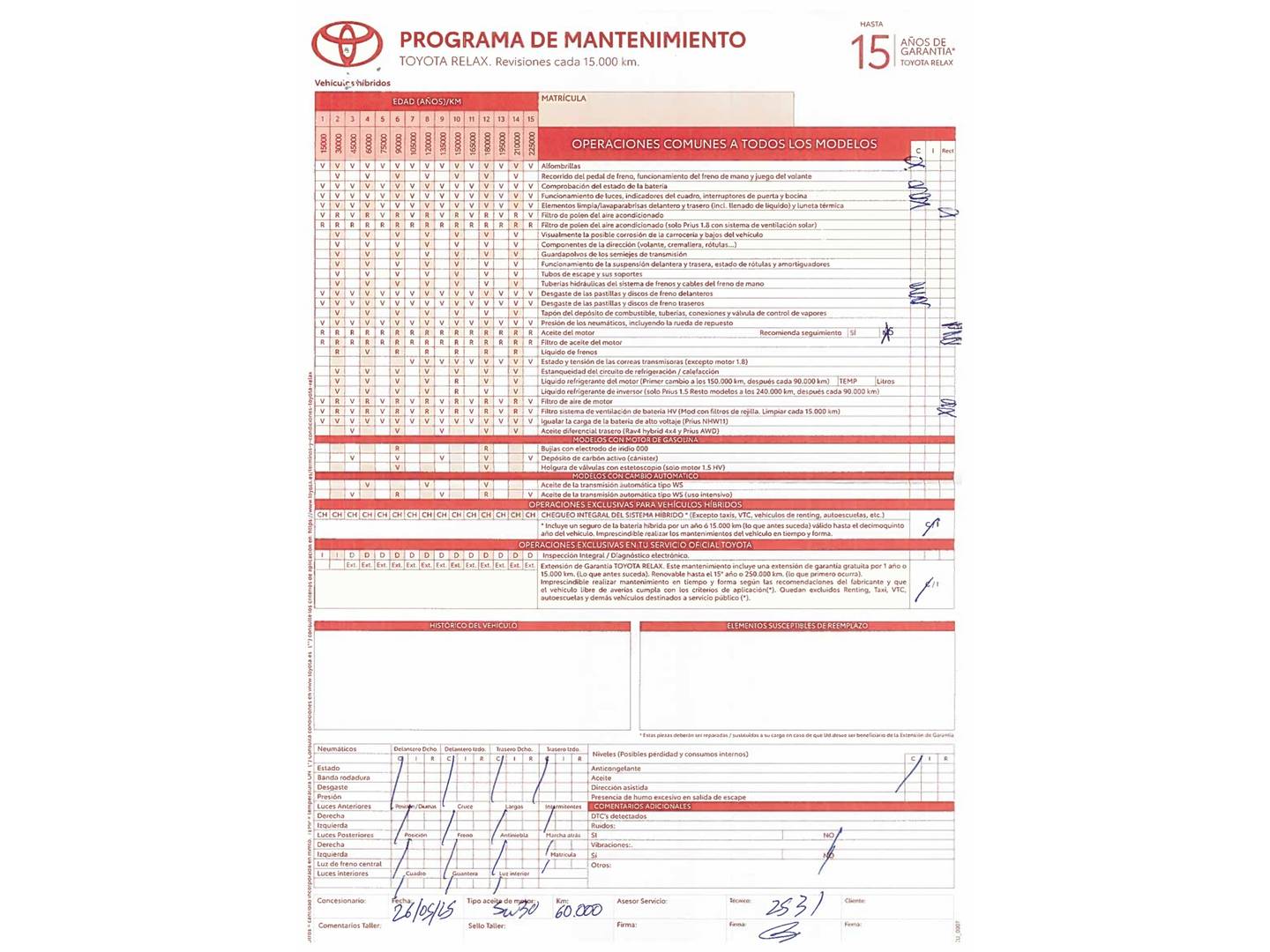 Foto del mantenimiento del Toyota Yaris Cross Toyota Yaris Cross 120H Active Tech (116 CV)
