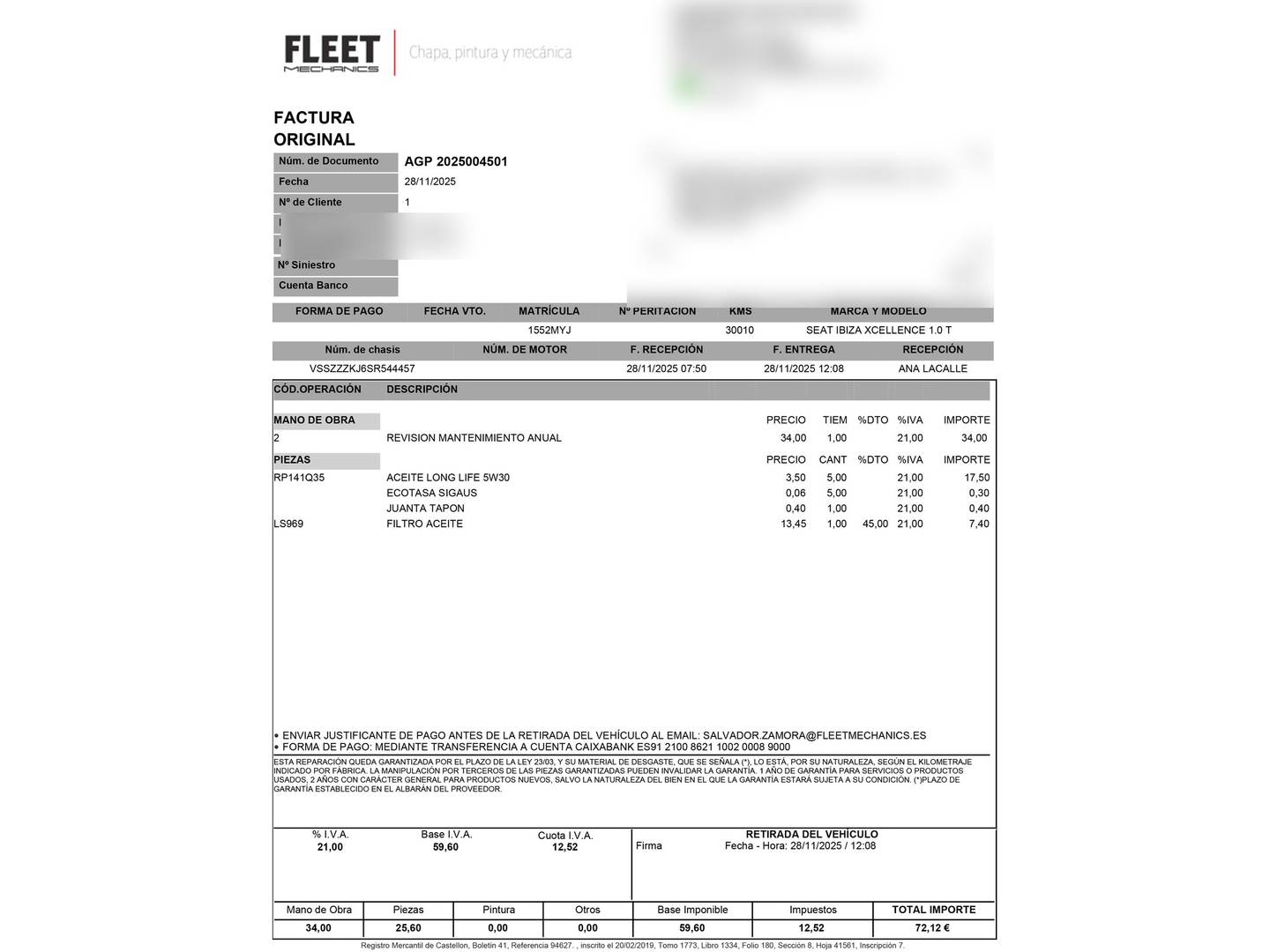 Foto del mantenimiento del Seat Ibiza Seat Ibiza 1.0 TSI S&S Xcellence (115 CV)