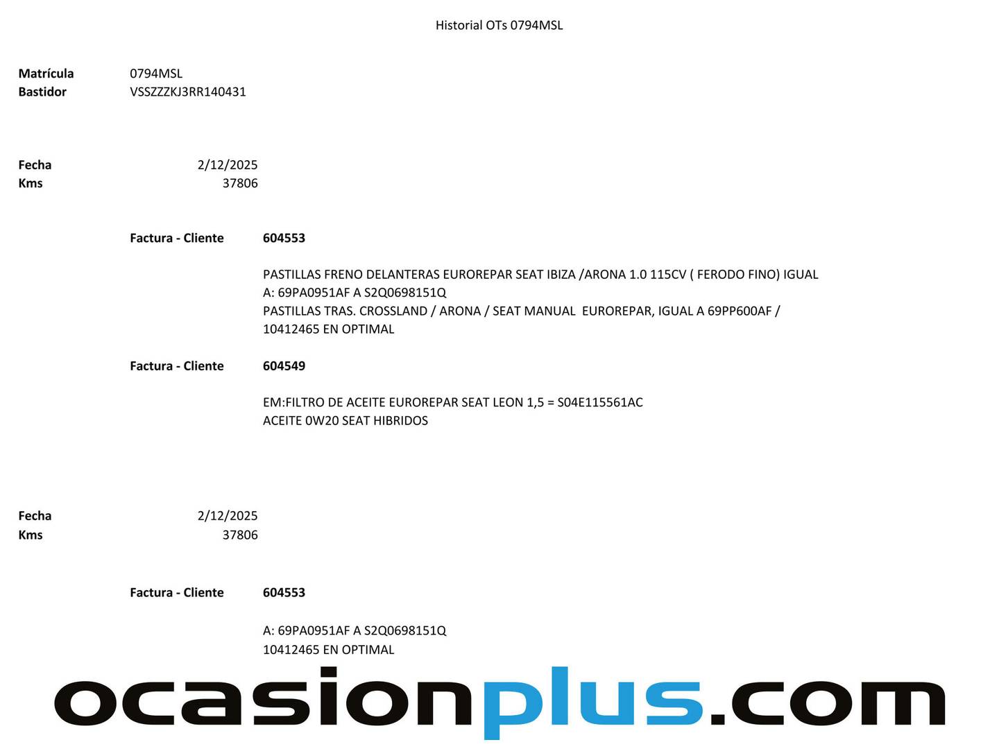 Foto del mantenimiento del Seat Arona Seat Arona 1.0 TSI Style XL DSG (115 CV)