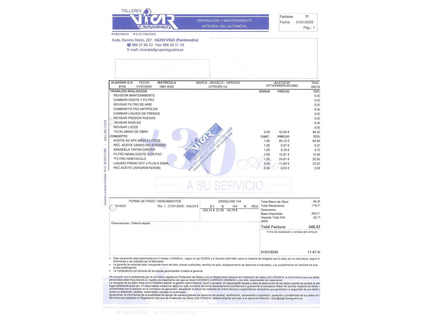 Foto del mantenimiento del Citroën C4 Spacetourer Citroën C4 Spacetourer PureTech 130 S&S Feel (130 CV)