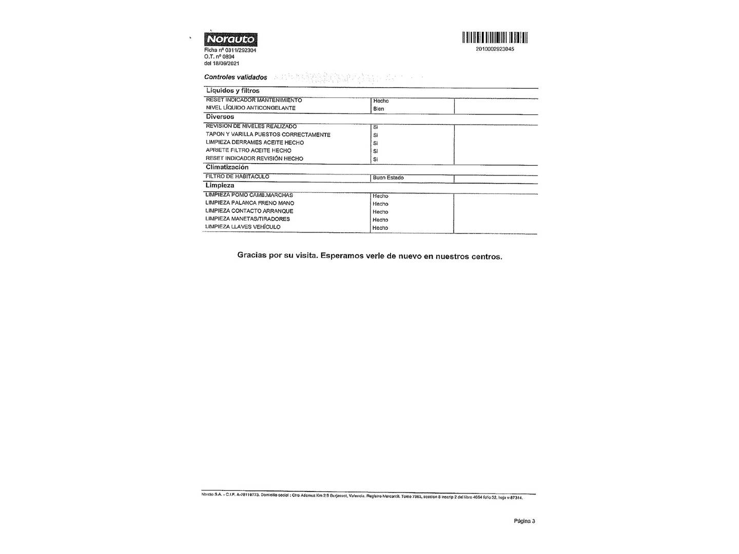 Foto del mantenimiento del Fiat 500L Fiat 500L 1.4 16v (95 CV)