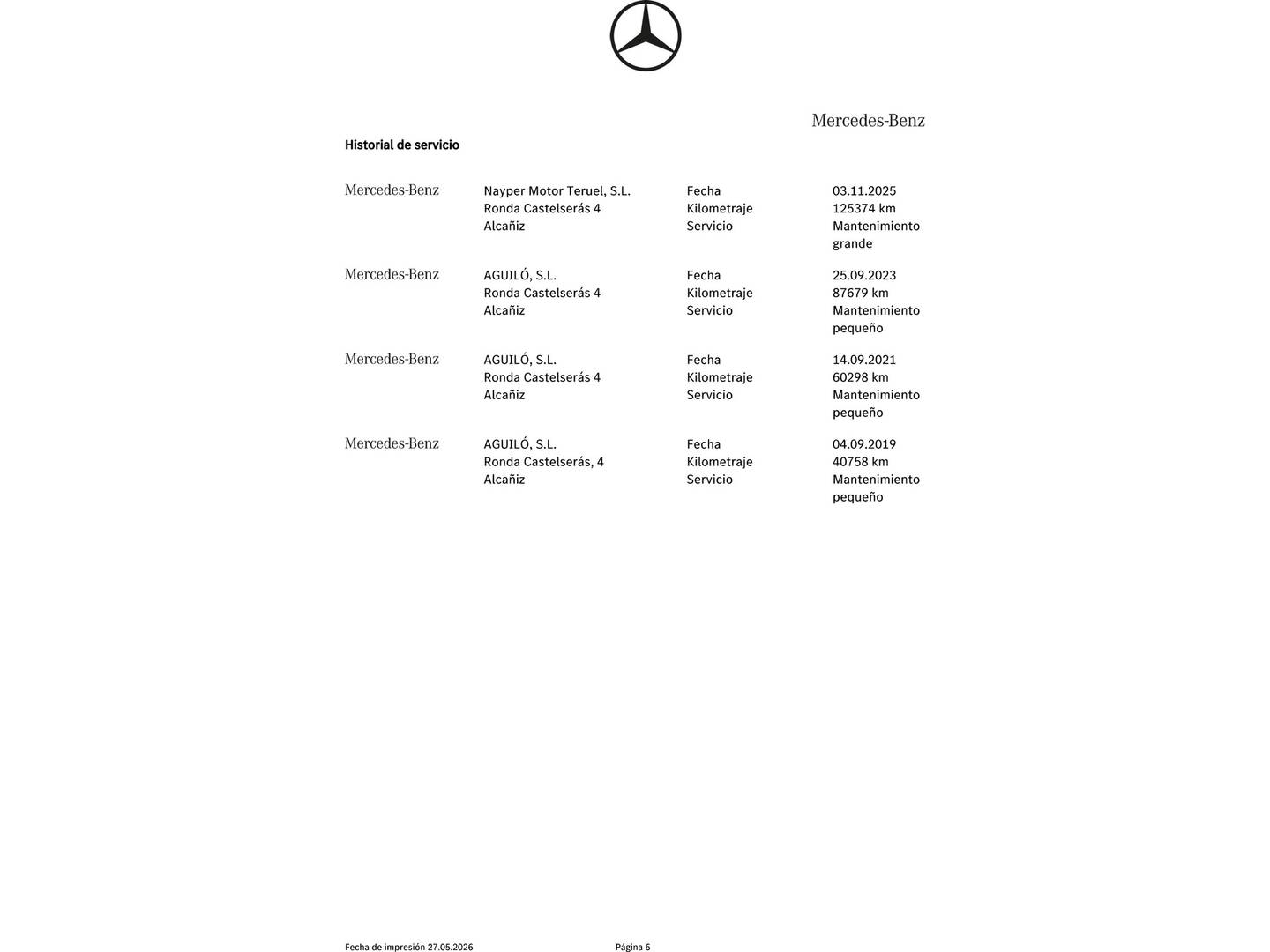 Foto del mantenimiento del Mercedes Clase V Mercedes Clase V 220 d Largo (163 CV) Camper 6 Plazas