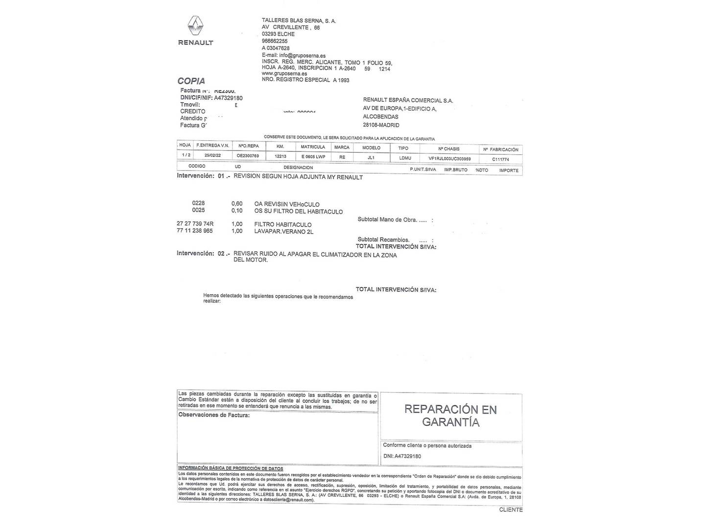 Foto del mantenimiento del Renault Arkana Renault Arkana Zen TCe  (140 CV) EDC Microhíbrido