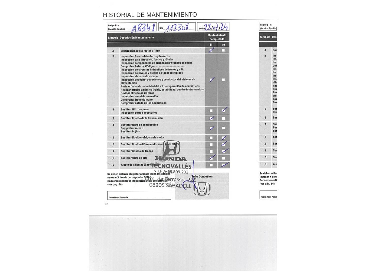 Foto del mantenimiento del Honda CR-V Honda CR-V 1.6i-DTEC Lifestyle 4x2 (120 CV)