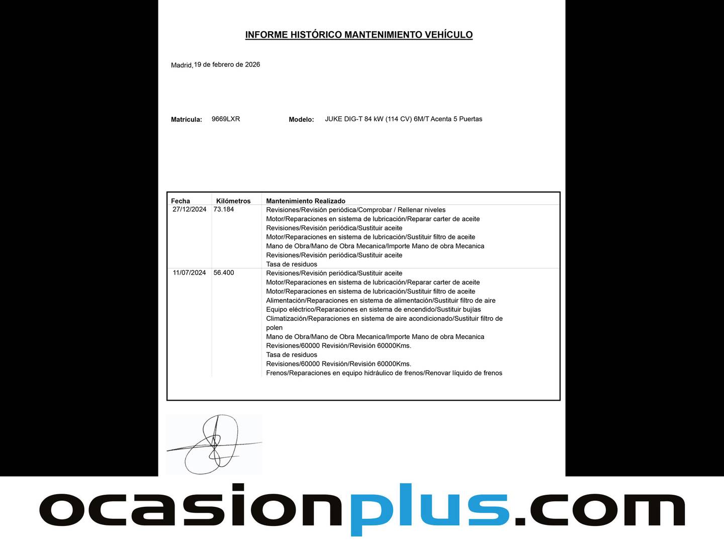 Foto del mantenimiento del Nissan JUKE Nissan Juke DIG-T Acenta  (114 CV)