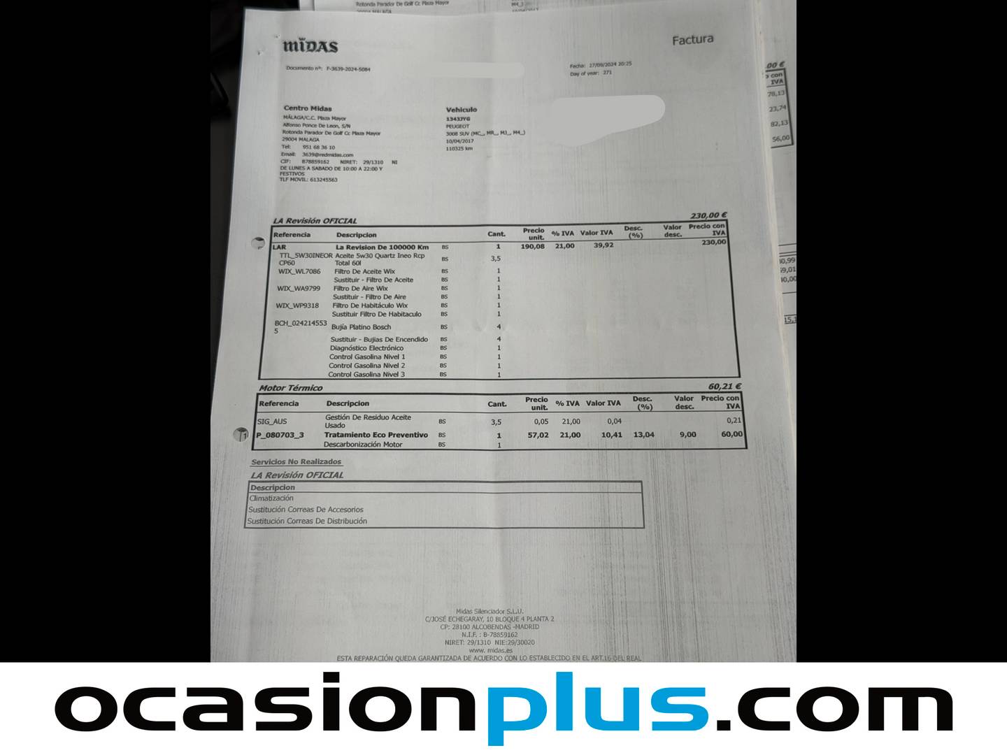 Foto del mantenimiento del Peugeot 3008 Peugeot 3008 PureTech 130 S&S GT Line (130 CV)