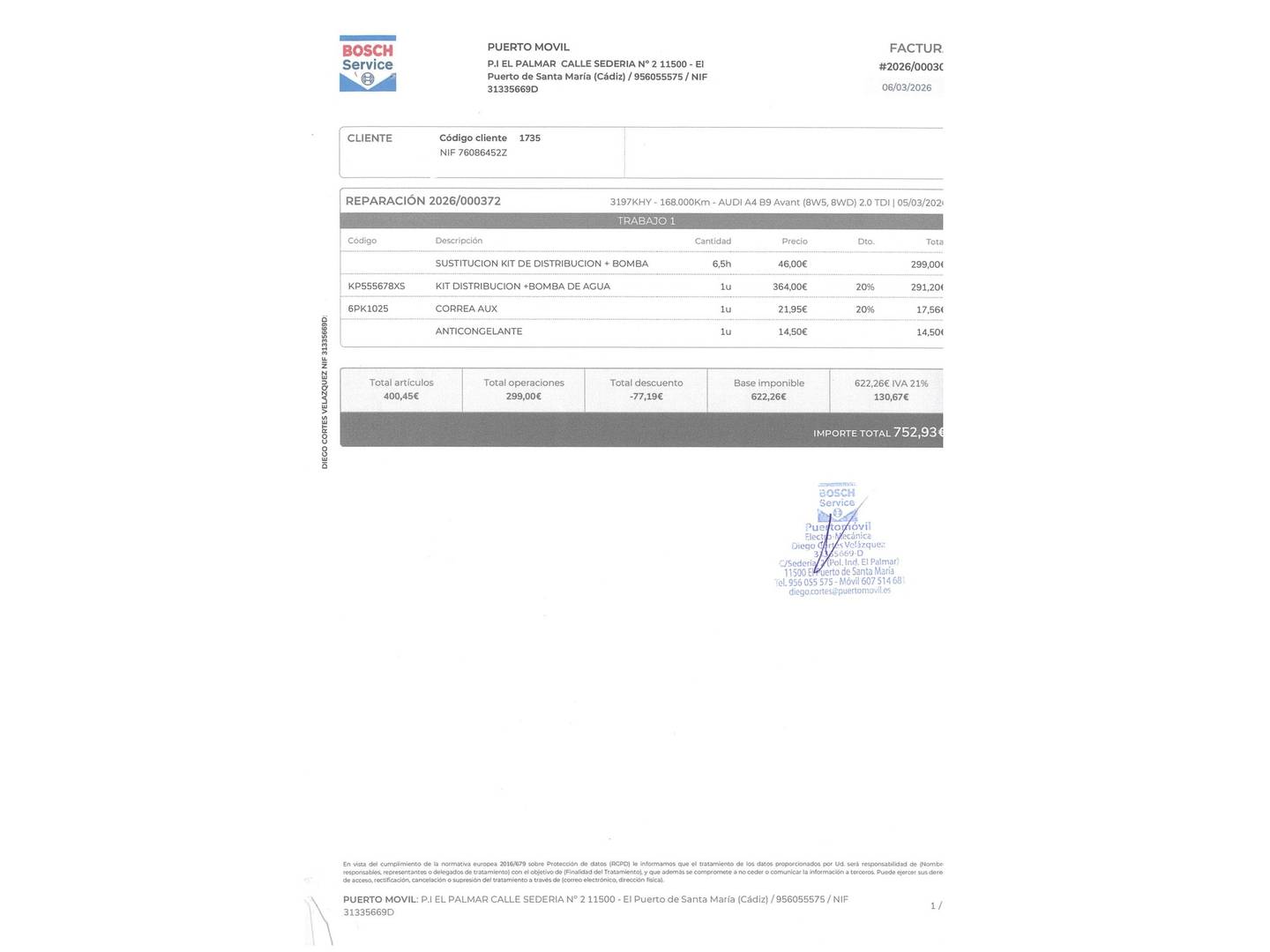 Foto del mantenimiento del Audi A4 Audi A4 Avant Advanced edition 2.0 TDI (150 CV) S tronic