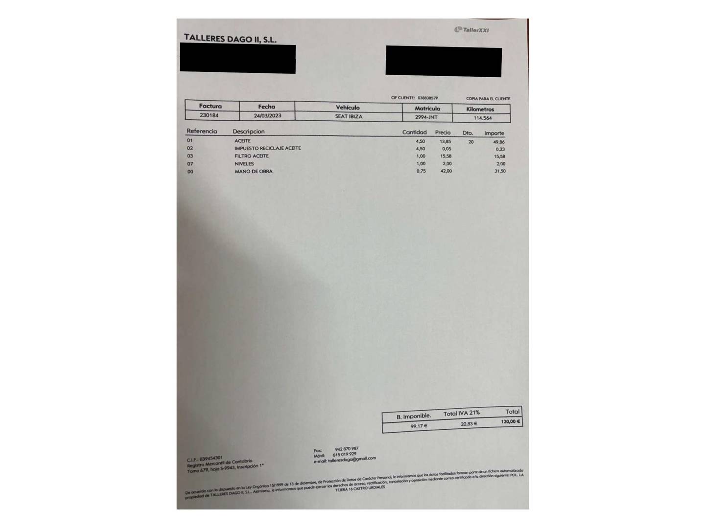 Foto del mantenimiento del Seat Ibiza Seat Ibiza 1.4 TDI Style Connect (90 CV)
