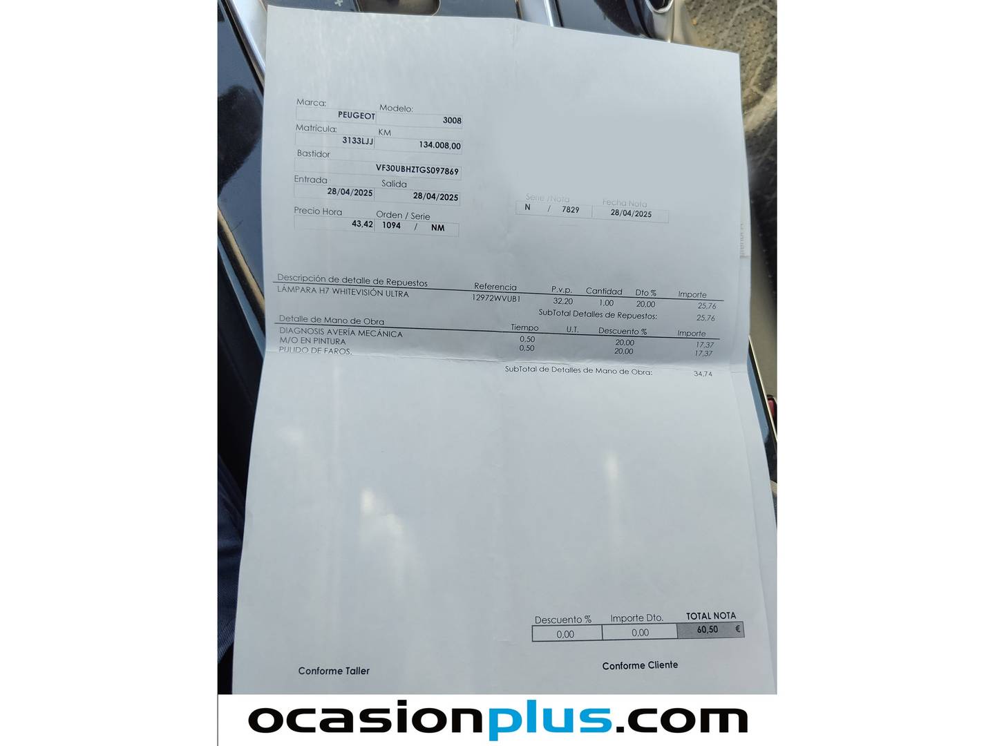 Foto del mantenimiento del Peugeot 3008 Peugeot 3008 1.6 BlueHDI Allure EAT6 (120 CV)