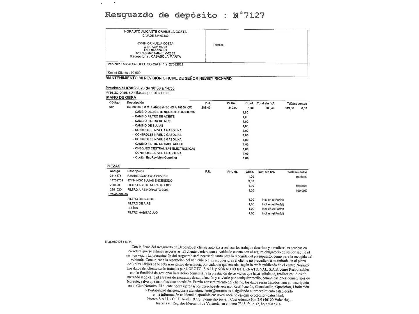 Foto del mantenimiento del Opel Corsa Opel Corsa 1.2 Turbo XHL GS-Line + Auto  (130 CV)