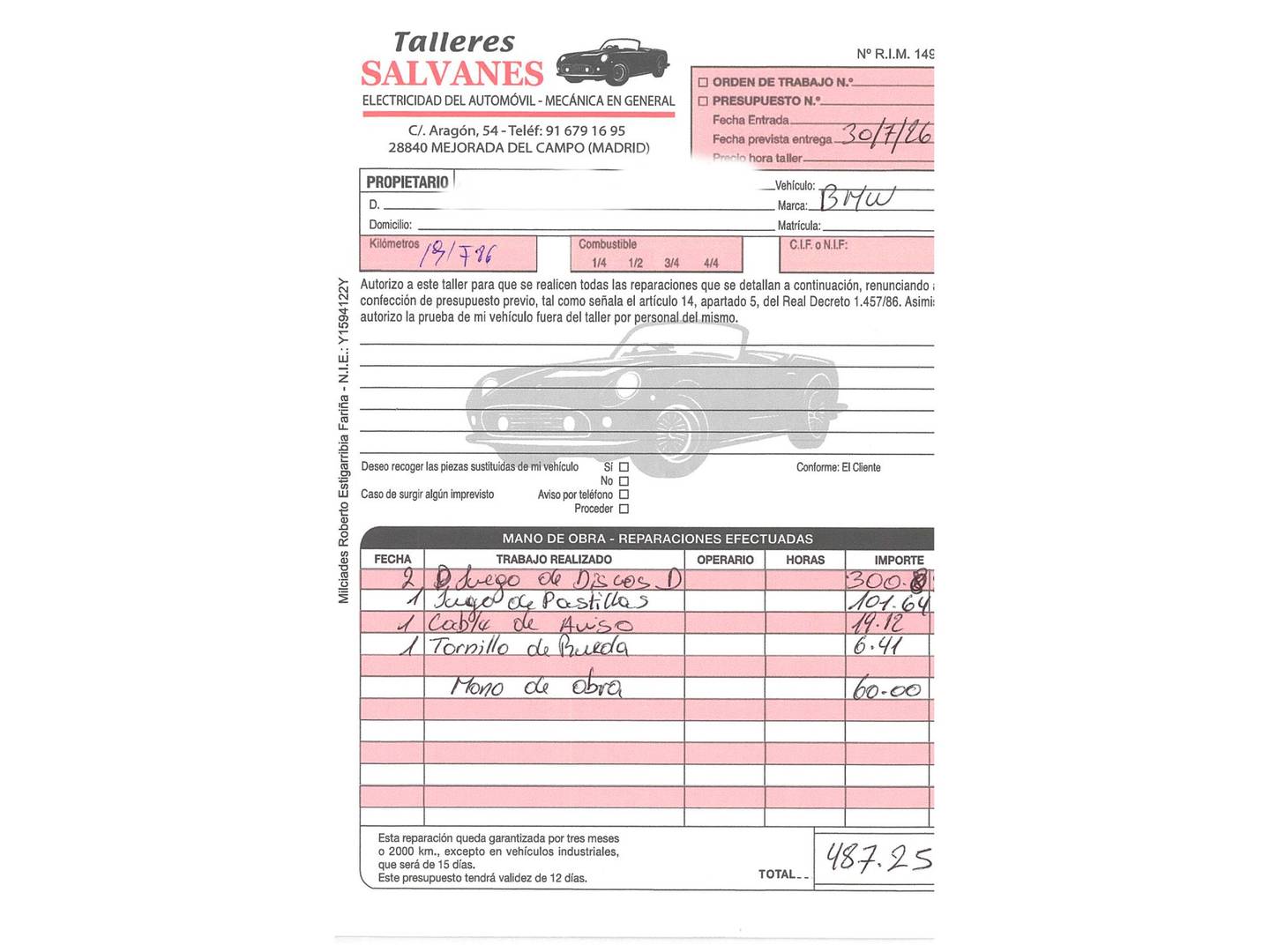 Foto del mantenimiento del BMW X6 BMW X6 xDrive40d (306 CV)