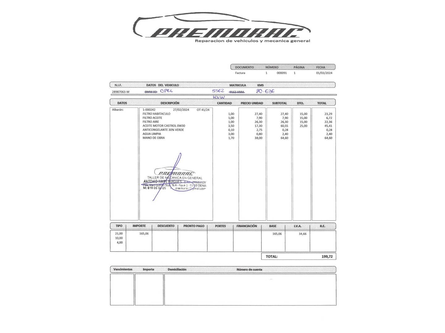 Foto del mantenimiento del Opel Grandland X Opel Grandland X 1.2 Turbo Selective (130 CV)