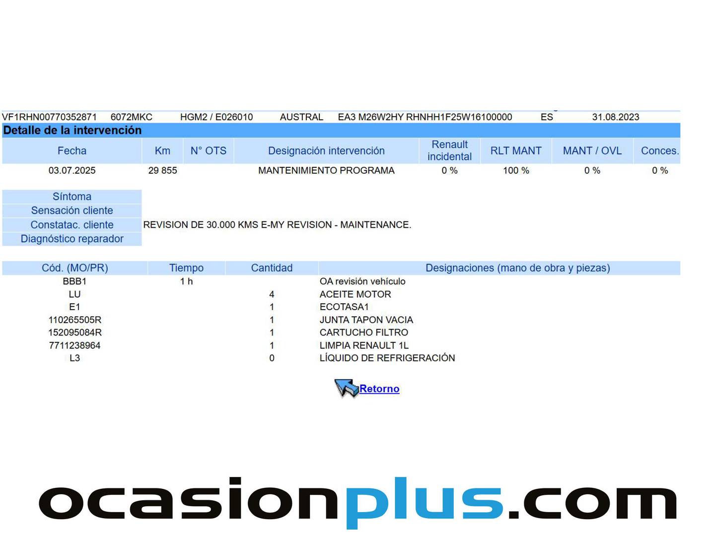 Foto del mantenimiento del Renault Austral Renault Austral Techno E-Tech Full Hybrid (200 CV)