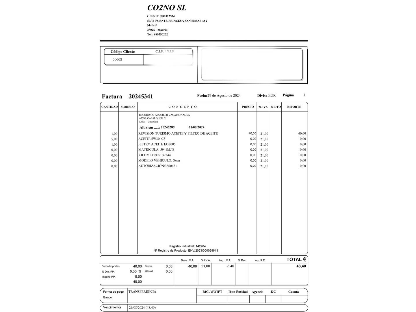 Foto del mantenimiento del SWM G01 SWM G01 1.5T Luxury (131 CV)