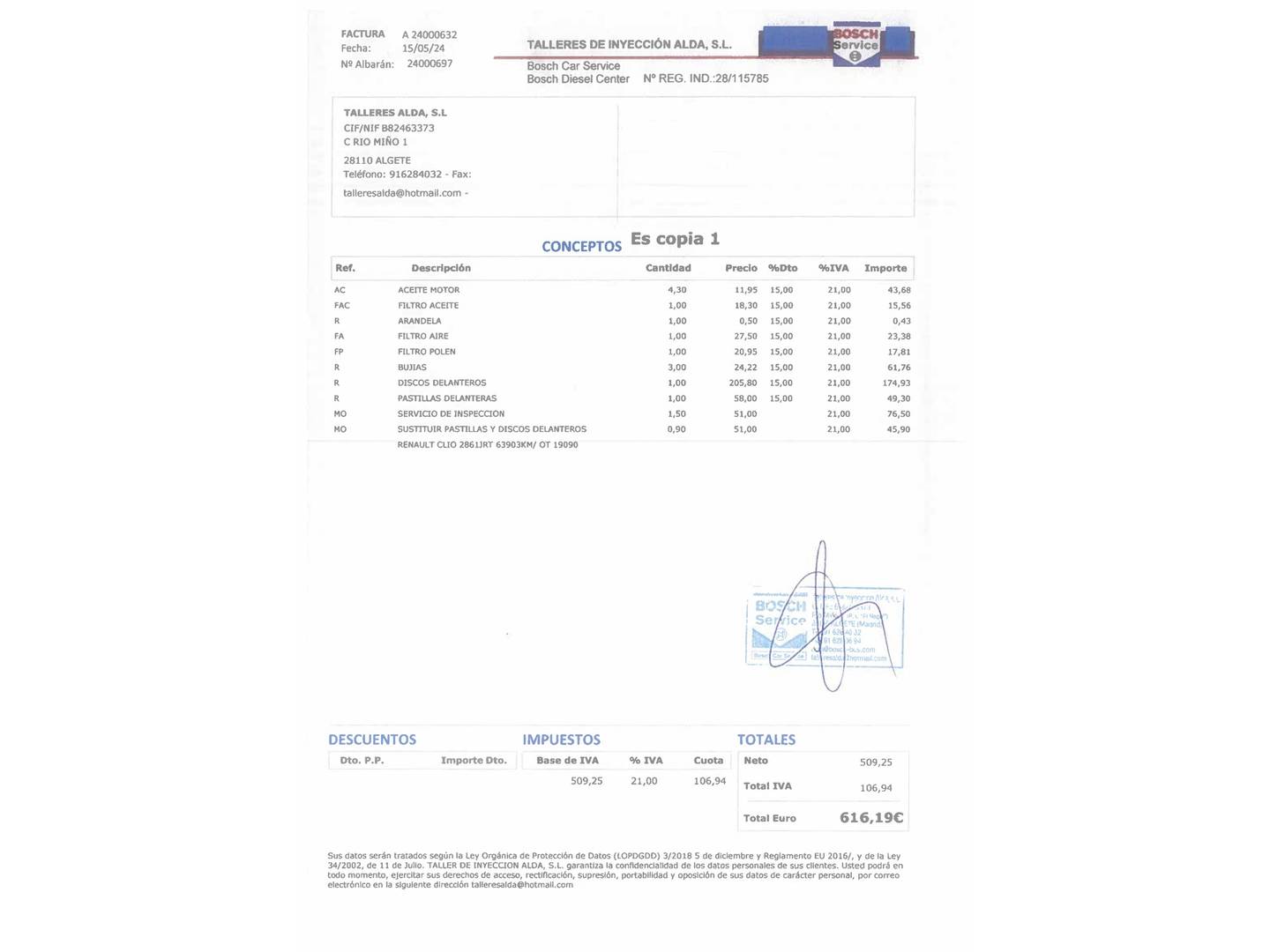 Foto del mantenimiento del Renault Clio Renault Clio Limited Energy TCe (90 CV)