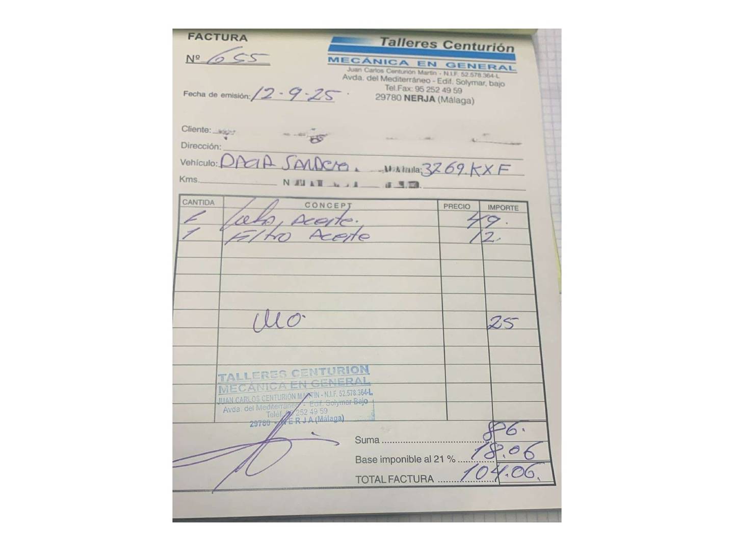 Foto del mantenimiento del Dacia Sandero Dacia Sandero Stepway Essential TCe (90 CV)