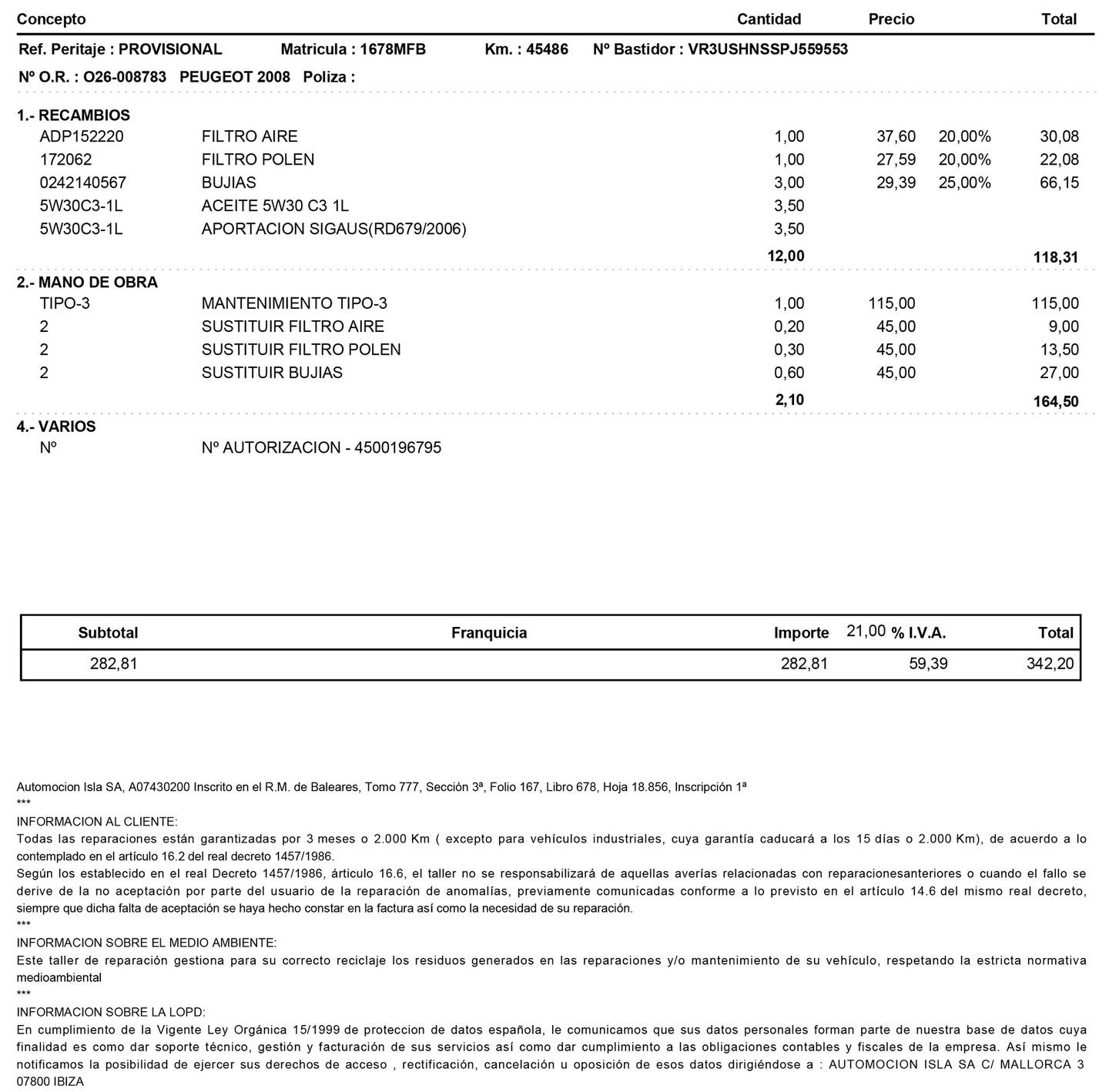 Foto del mantenimiento del Peugeot 2008 Peugeot 2008 PureTech 130 S&S GT EAT8 (130 CV)