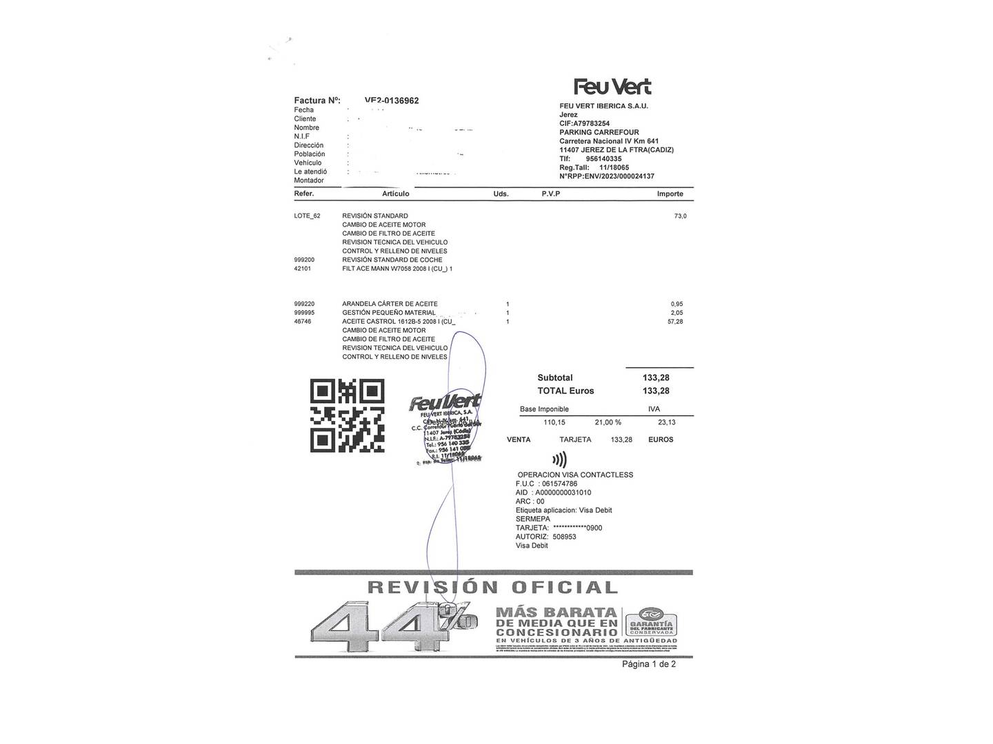 Foto del mantenimiento del Peugeot 2008 Peugeot 2008 PureTech 82 S&S Style (82 CV)