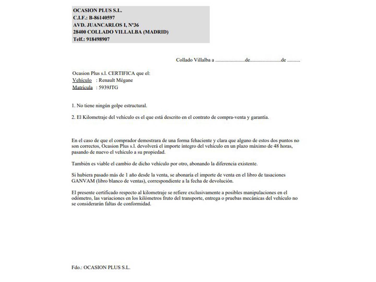 Foto del certificado del Renault Mégane Renault Megane Life Energy TCe  (100 CV)