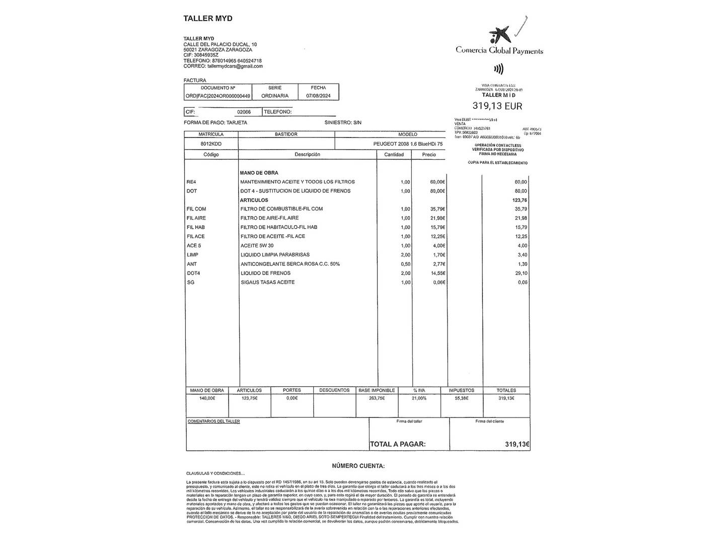Foto del mantenimiento del Peugeot 2008 Peugeot 2008 BlueHDi 120 S&S Allure (120 CV)