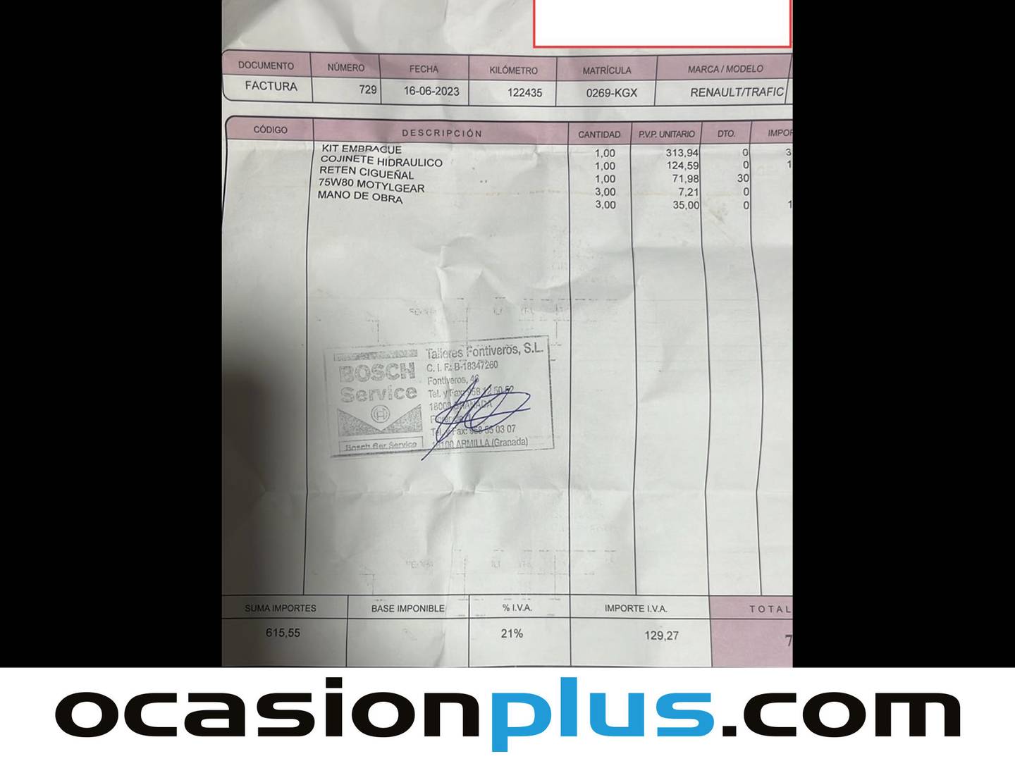 Foto del mantenimiento del Renault Trafic Renault Trafic dCi 125 Combi Mixto TT Energy (125 CV) 6 Plazas