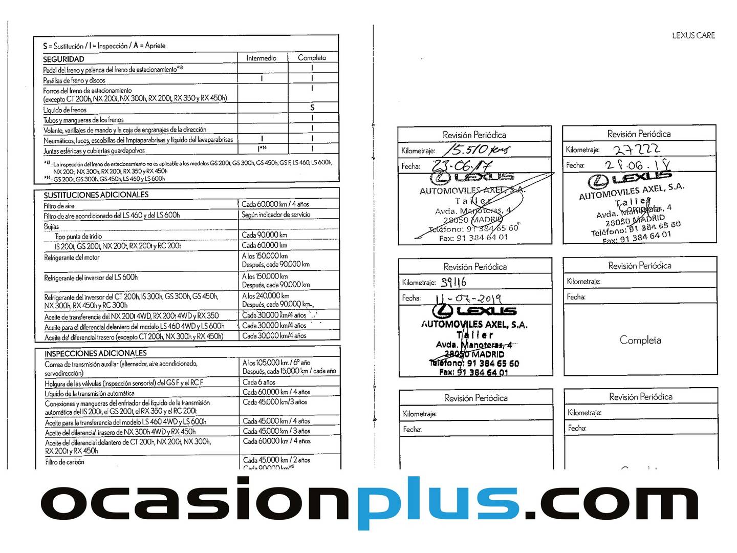 Foto del mantenimiento del Lexus NX Lexus NX 300h Corporate 2WD + Navibox (197 CV)