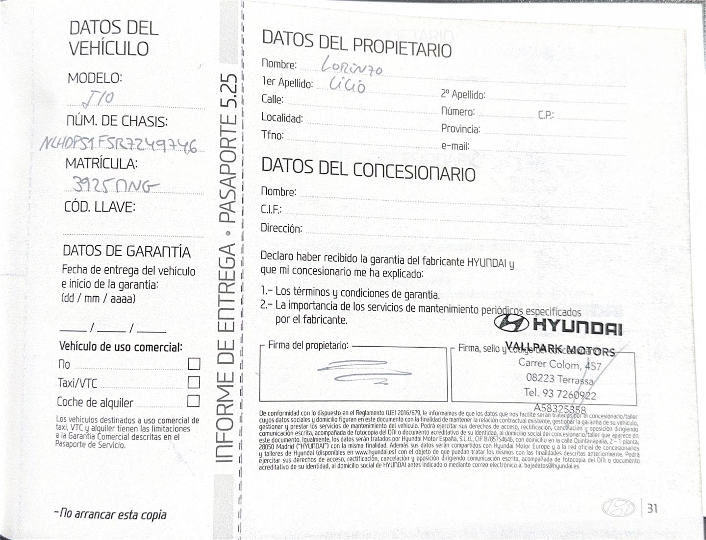 Foto del mantenimiento del Hyundai i10 Hyundai i10 1.2 N Line (84 CV)