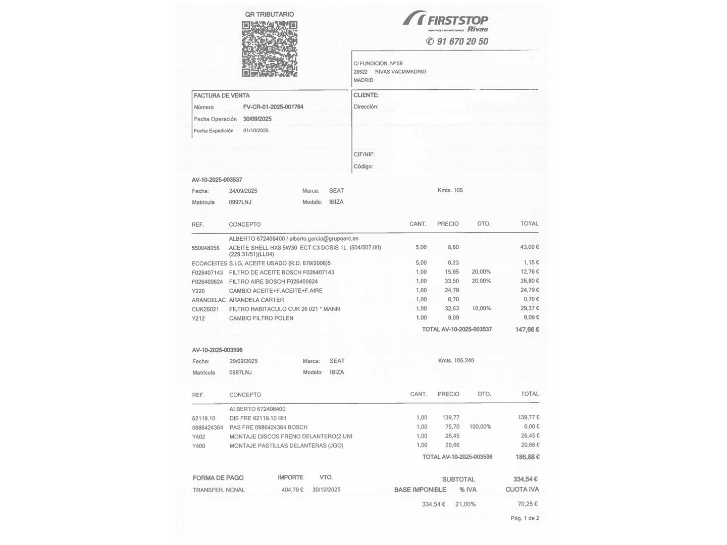 Foto del mantenimiento del Seat Ibiza Seat Ibiza 1.0 TSI Style Go (95 CV)