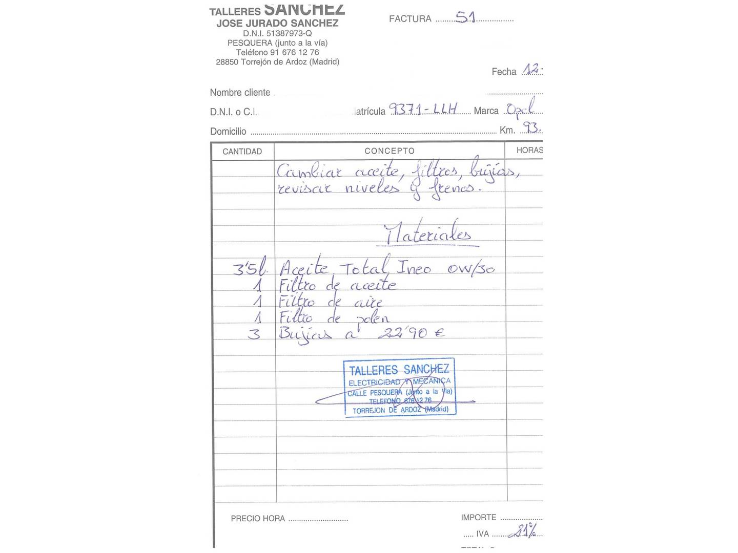 Foto del mantenimiento del Opel Corsa Opel Corsa 1.2 Turbo XHL GS-Line (100 CV)