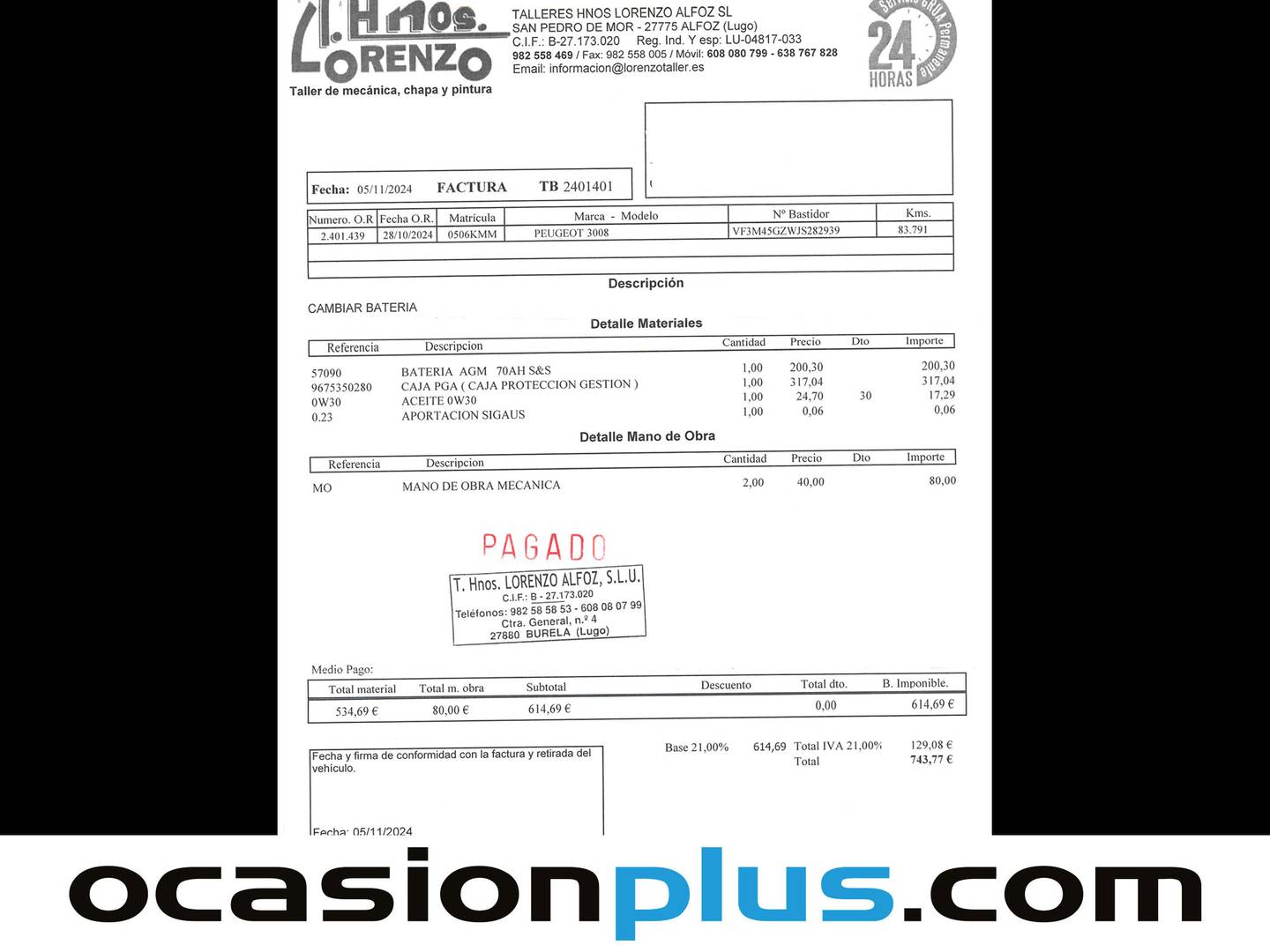 Foto del mantenimiento del Peugeot 3008 Peugeot 3008 THP 165 GT Line S&S Auto  (165 CV)