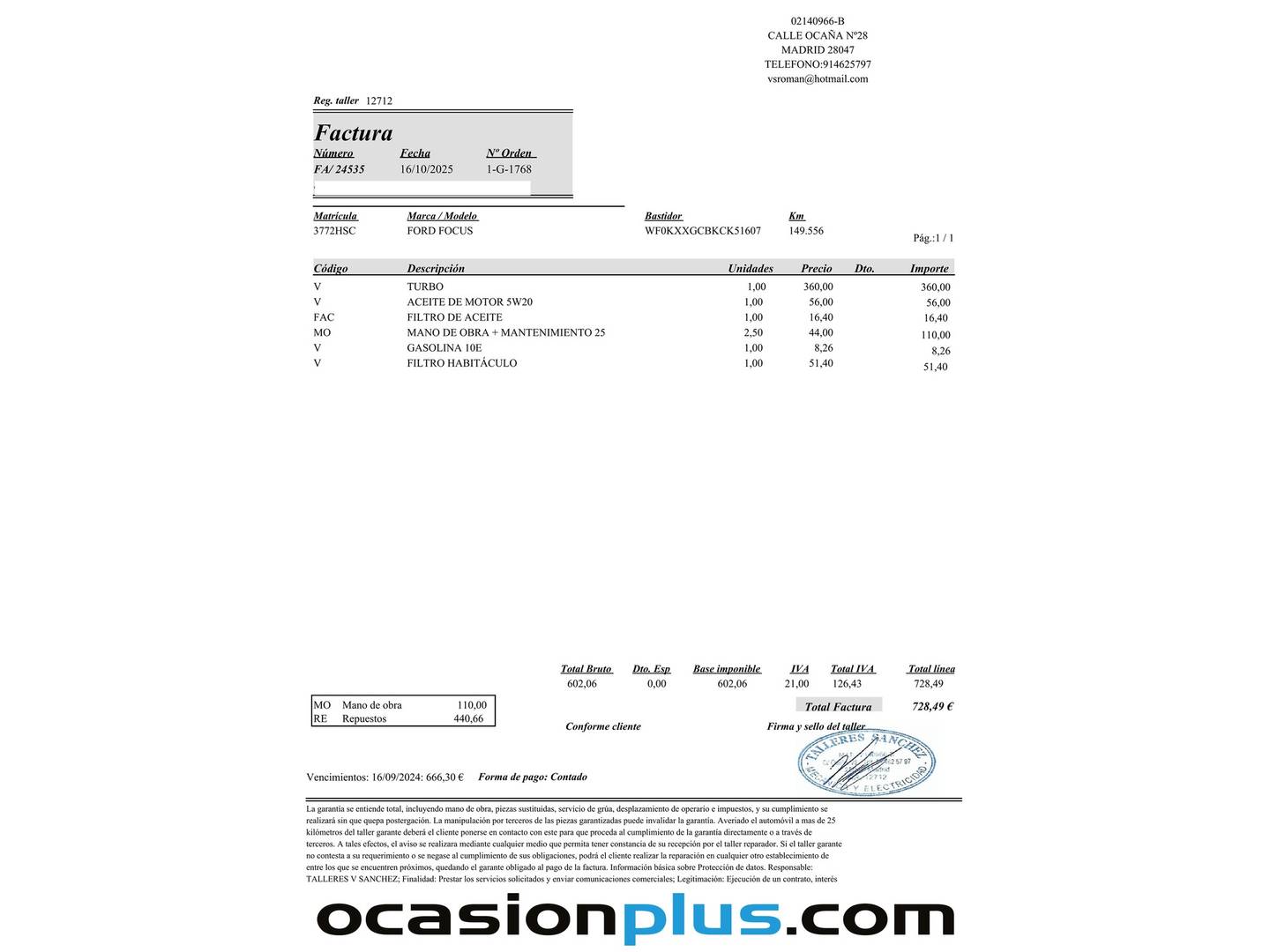 Foto del mantenimiento del Ford Focus Ford Focus 1.0 Ecoboost Trend (125 CV)