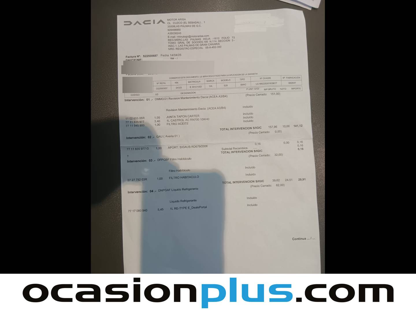 Foto del mantenimiento del Dacia Sandero Dacia Sandero Essential 1.0 (73 CV)