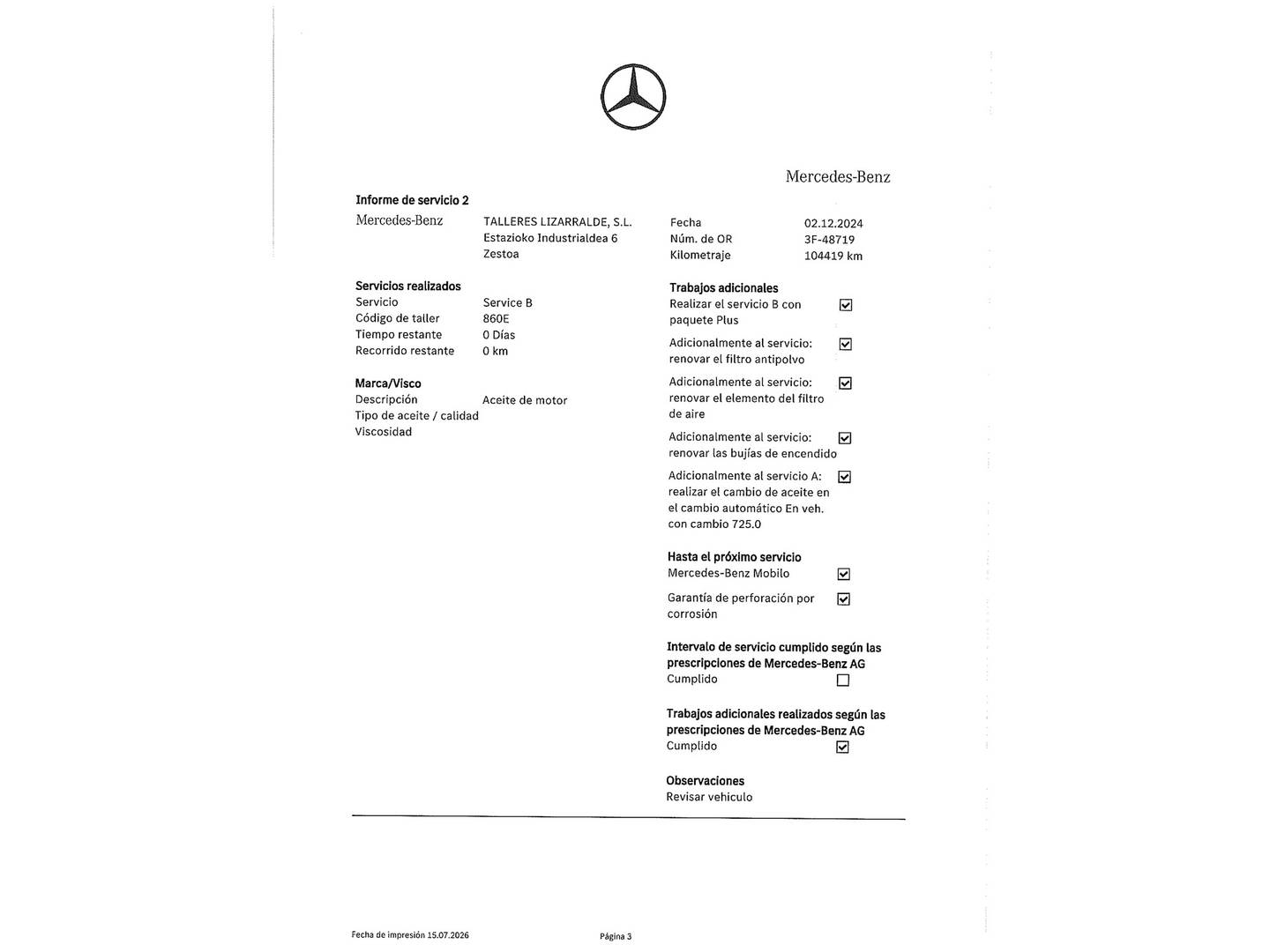 Foto del mantenimiento del Mercedes GLE Mercedes GLE GLE 450 4Matic (367 CV) Pack AMG