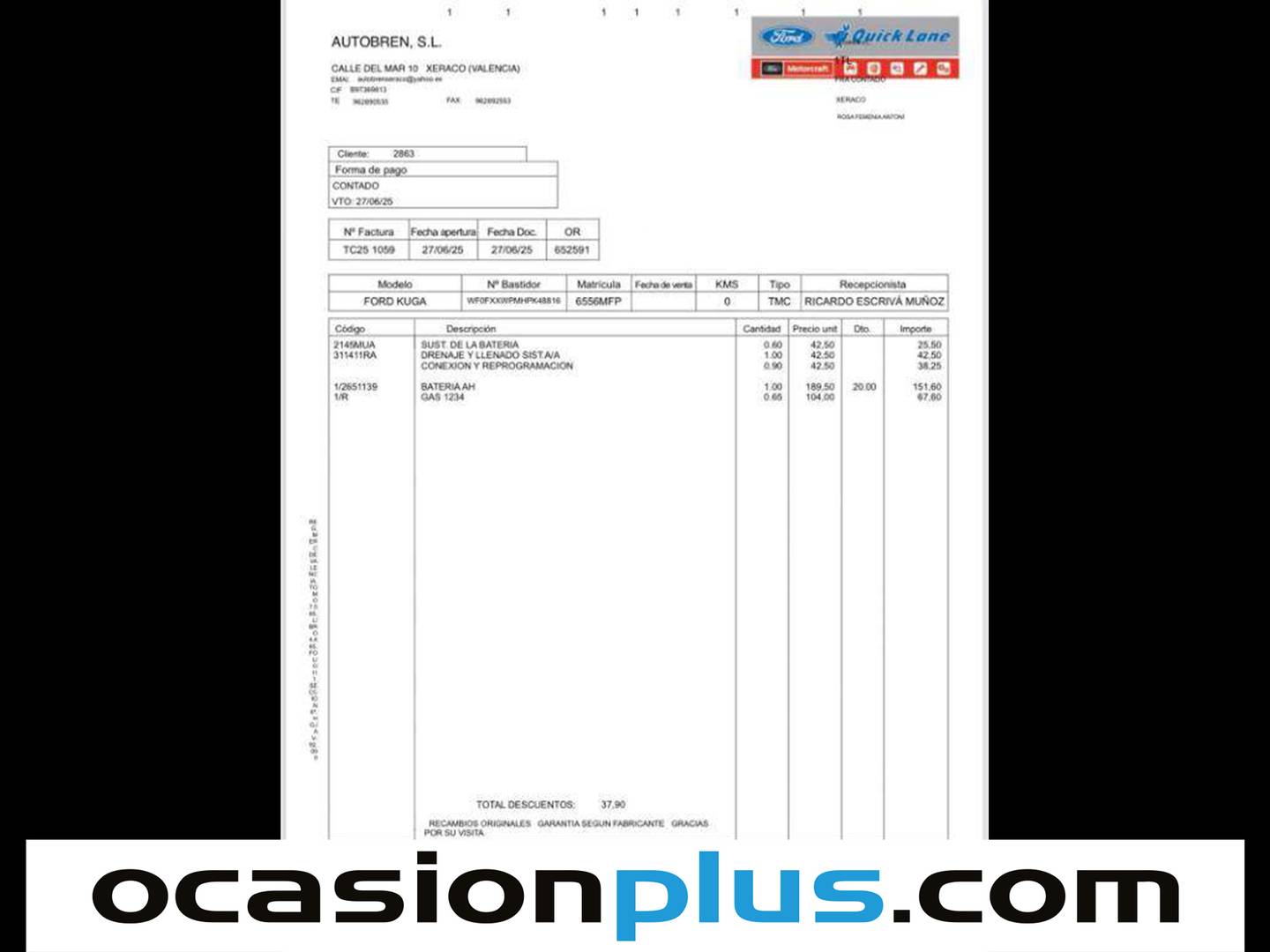 Foto del mantenimiento del Ford Kuga Ford Kuga 2.5 Duratec FHEV ST-Line Auto (190 CV)