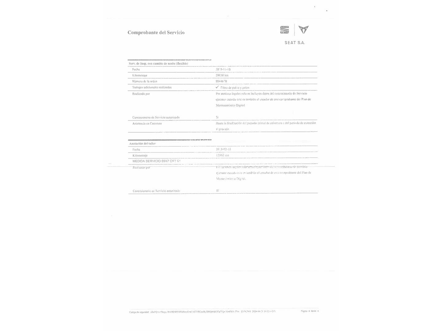 Foto del mantenimiento del Seat Arona Seat Arona 1.5 TSI S&S FR (150 CV)