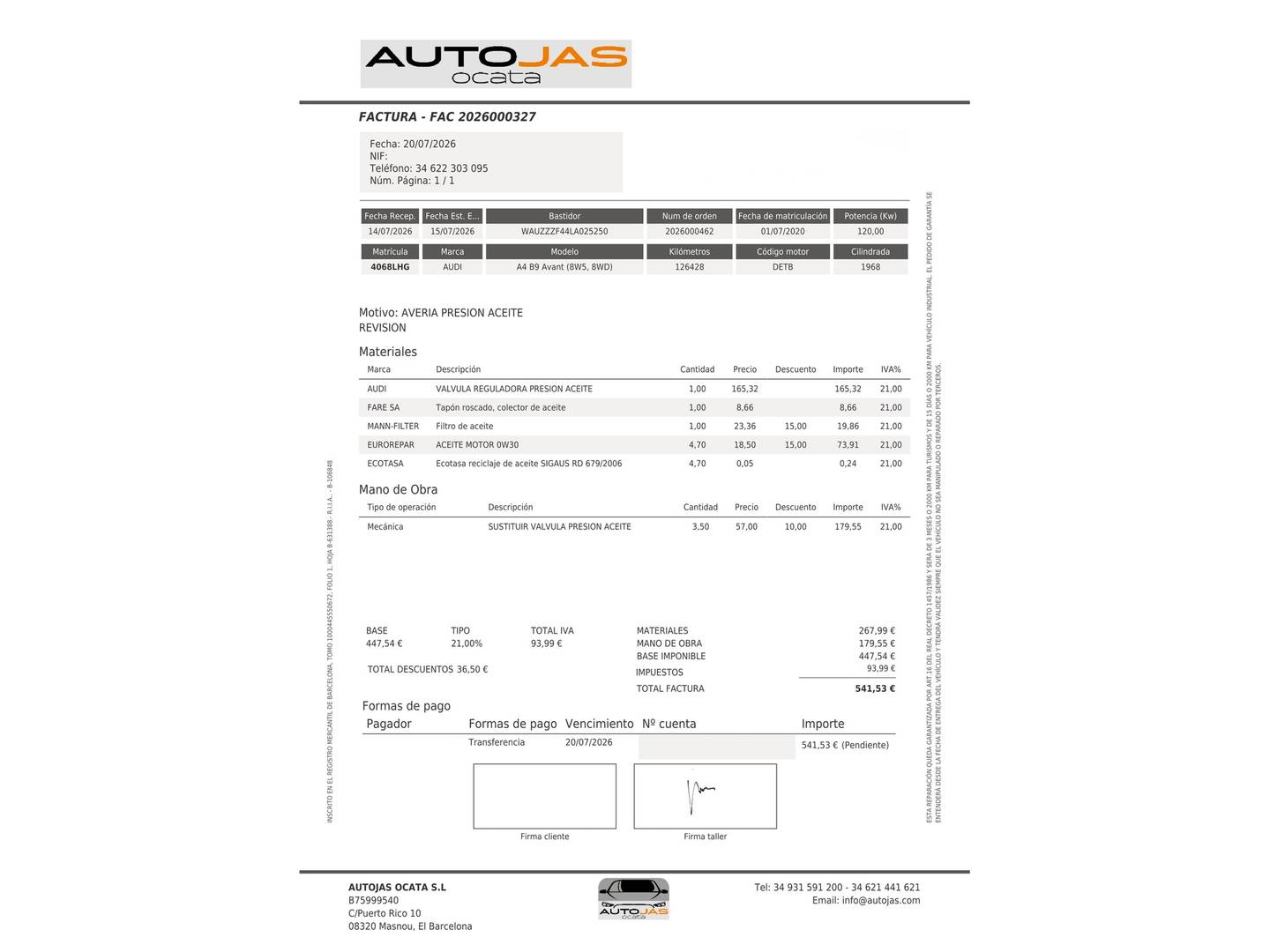 Foto del mantenimiento del Audi A4 Audi A4 Avant Black Line 35 TDI (163 CV) S tronic