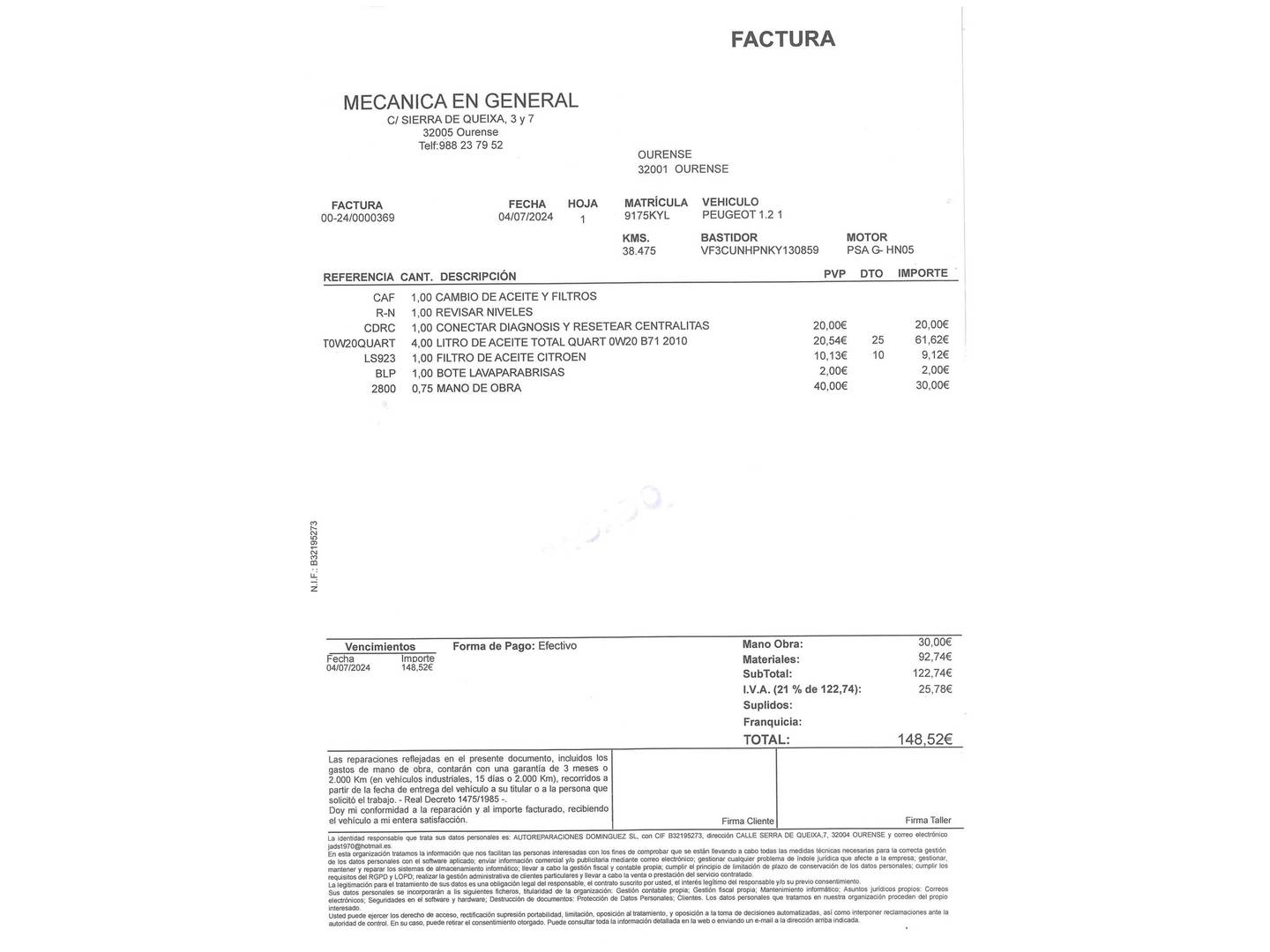 Foto del mantenimiento del Peugeot 2008 Peugeot 2008 PureTech 110 Allure EAT6 (110 CV)