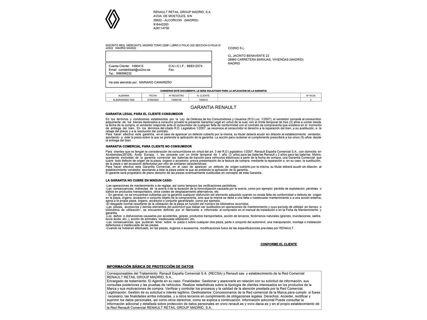 Foto del mantenimiento del Renault Master Renault Master Furgon L3H2 3500 Energy RG dCi (145 CV)