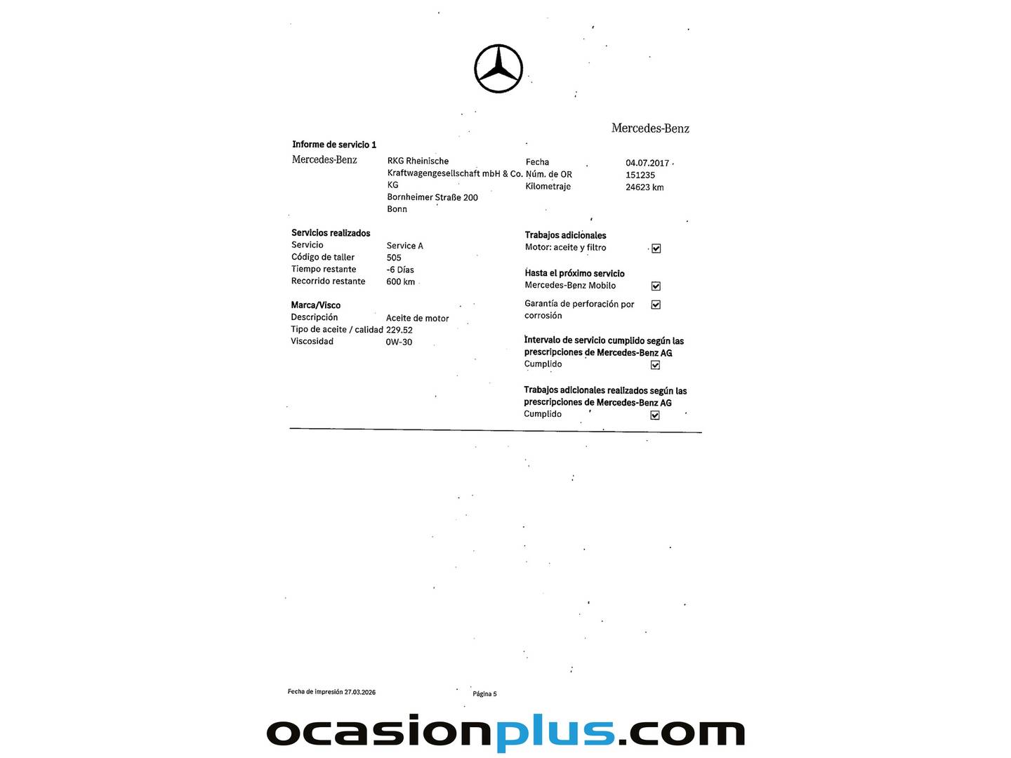 Foto del mantenimiento del Mercedes Clase A Mercedes Clase A 200 d Style (136 CV)