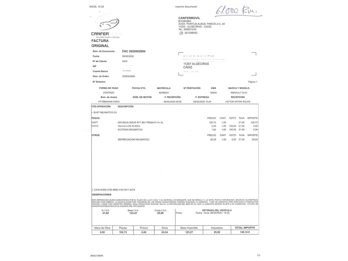 Foto del mantenimiento del Renault Clio Renault Clio Sport Tourer Zen Energy TCe (90 CV)
