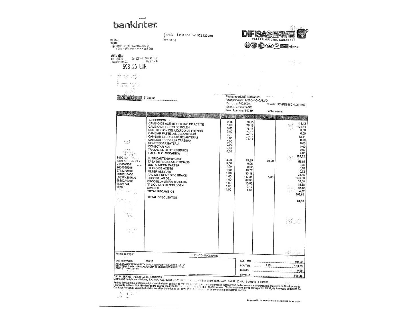 Foto del mantenimiento del KIA Sportage KIA Sportage 1.6 T-GDi GT Line 4x4 (177 CV)