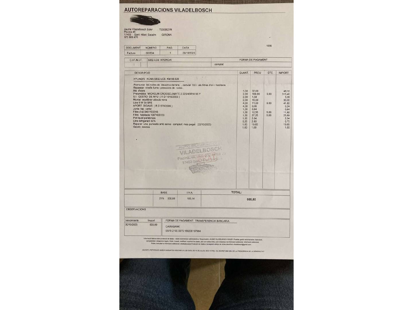 Foto del mantenimiento del Hyundai Kona Hyundai Kona 1.6 GDI HEV Style Sky Red DT (141 CV)