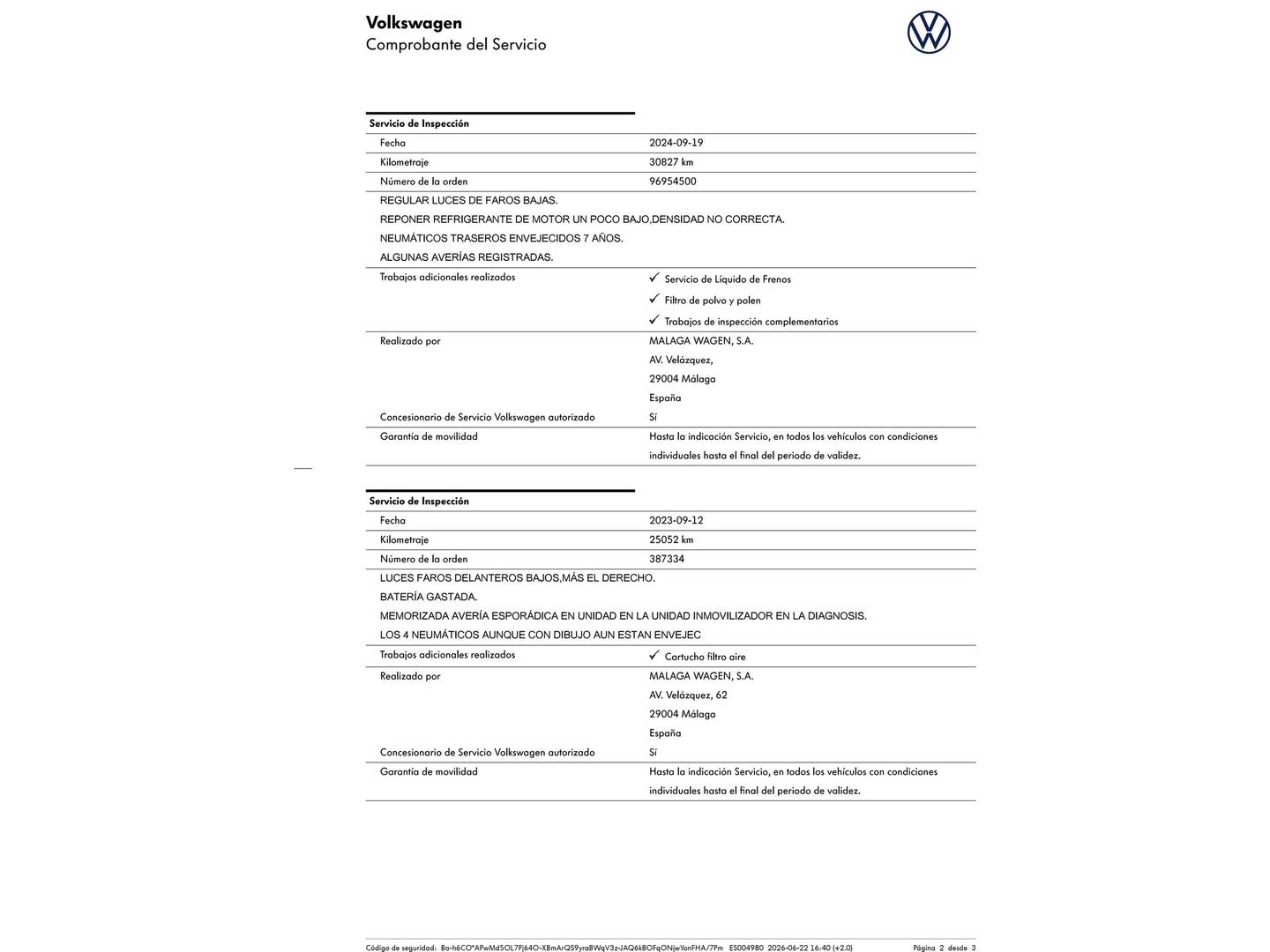 Foto del mantenimiento del Volkswagen Polo Volkswagen Polo Advance 1.0 TSI (95 CV) DSG