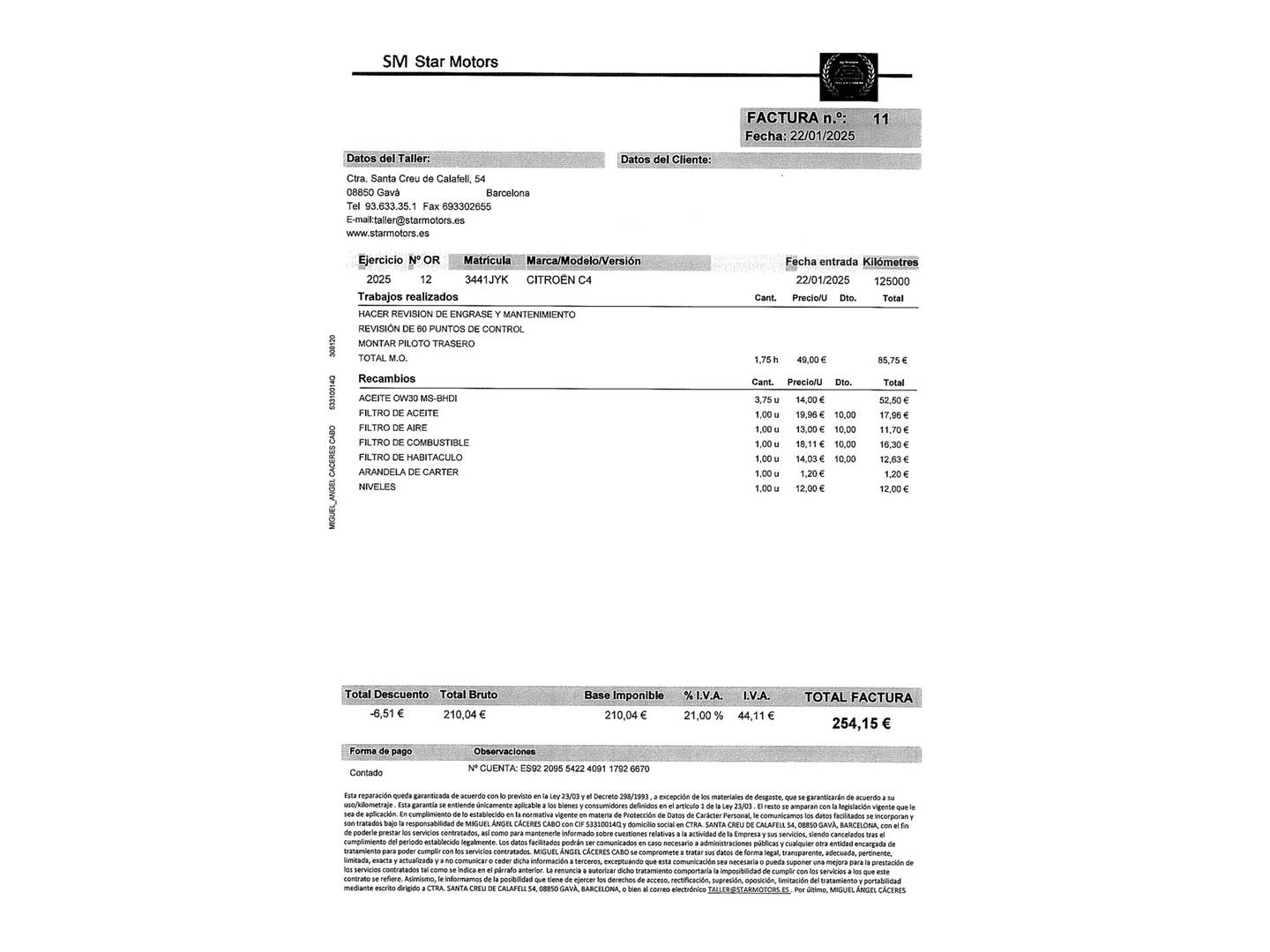 Foto del mantenimiento del Citroën C4 Cactus Citroën C4 Cactus BlueHDi 100 Shine ETG6 (100 CV)