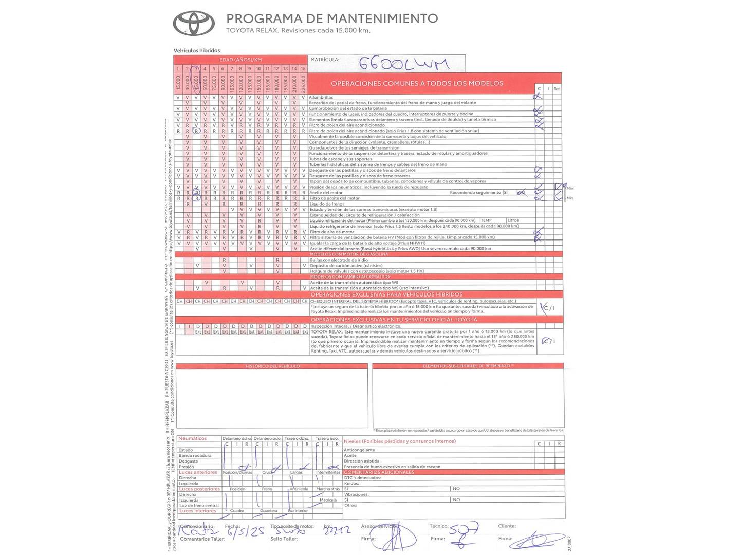 Foto del mantenimiento del Toyota Yaris Toyota Yaris 120H Style (116 CV)