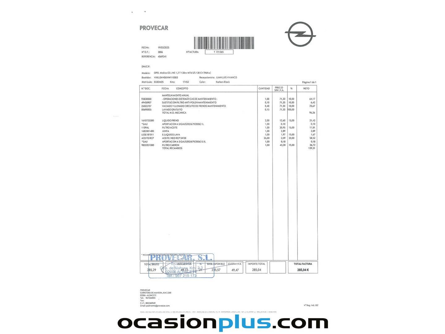 Foto del mantenimiento del Opel Mokka Opel Mokka 1.2 Turbo GS Line (130 CV)