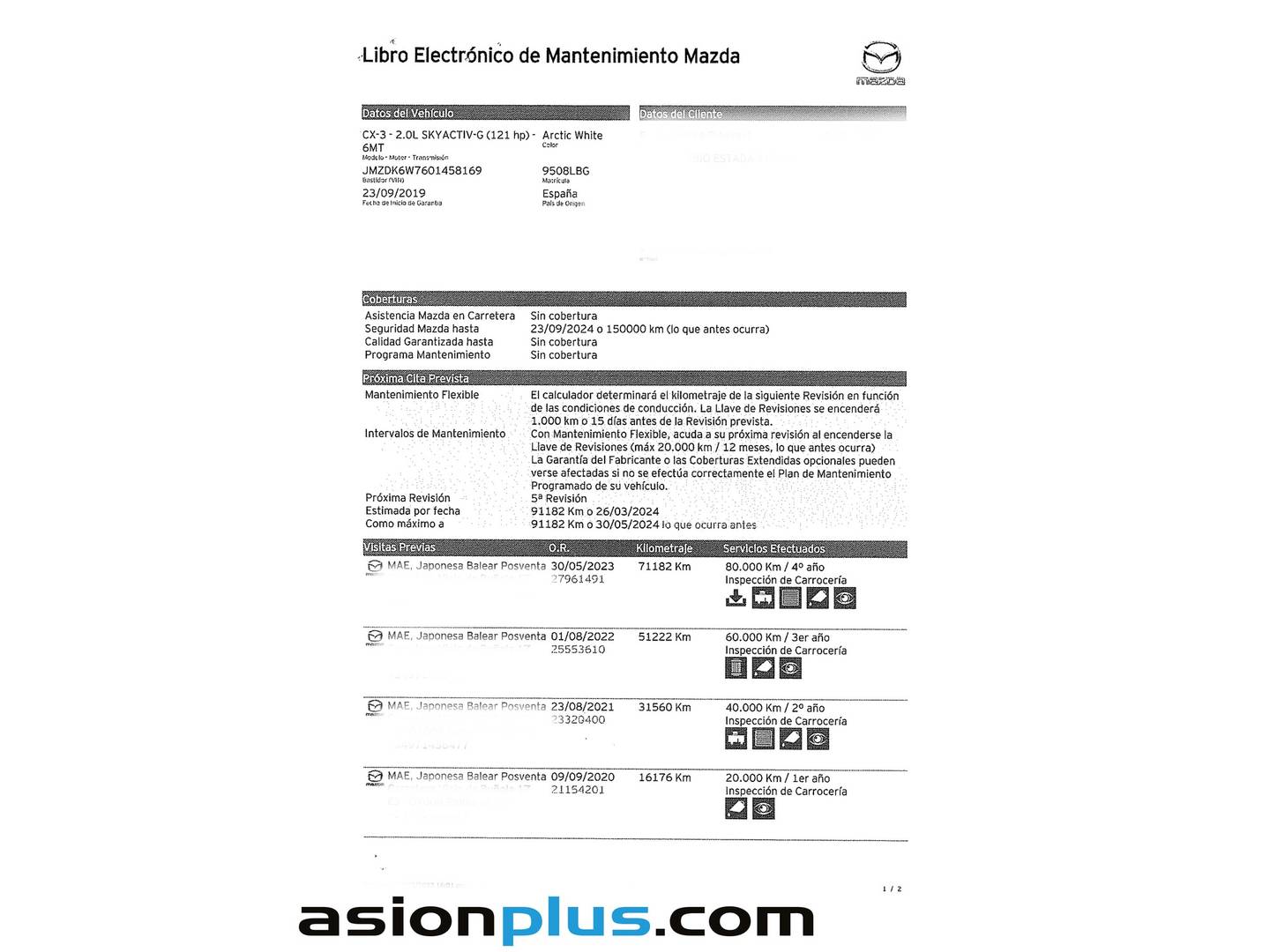 Foto del mantenimiento del Mazda CX-3 Mazda CX-3 2.0 G Origin Navi 2WD (121 CV)