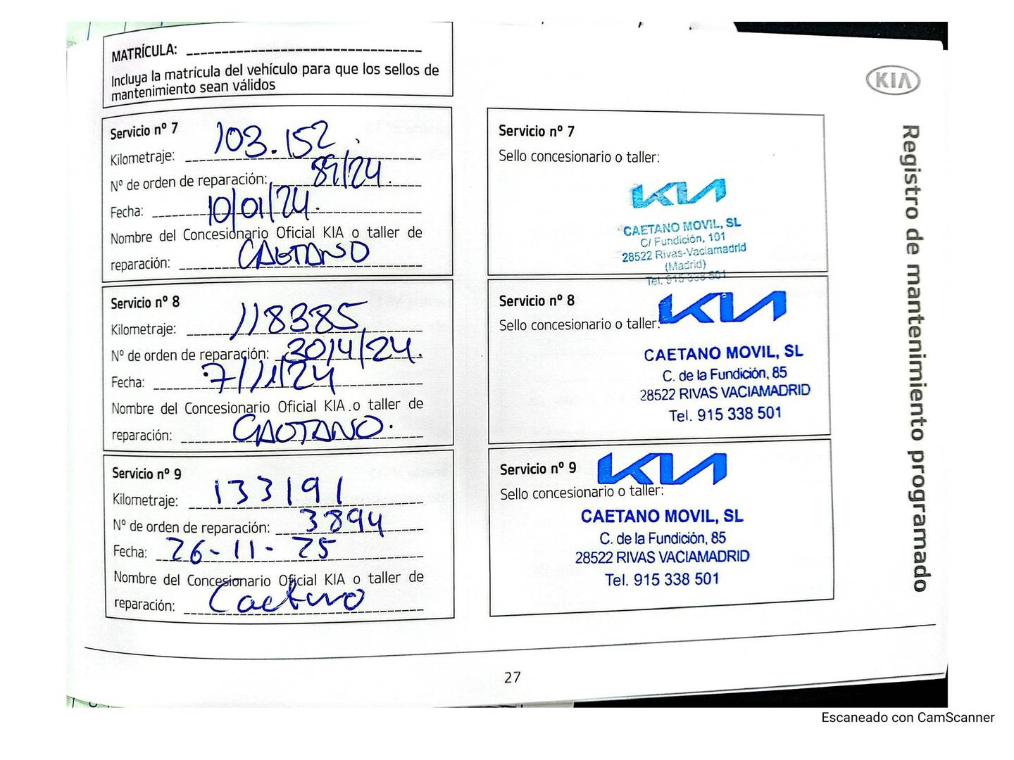 Foto del mantenimiento del KIA Niro Kia Niro 1.6 GDi HEV Híbrido Emotion (141 CV)