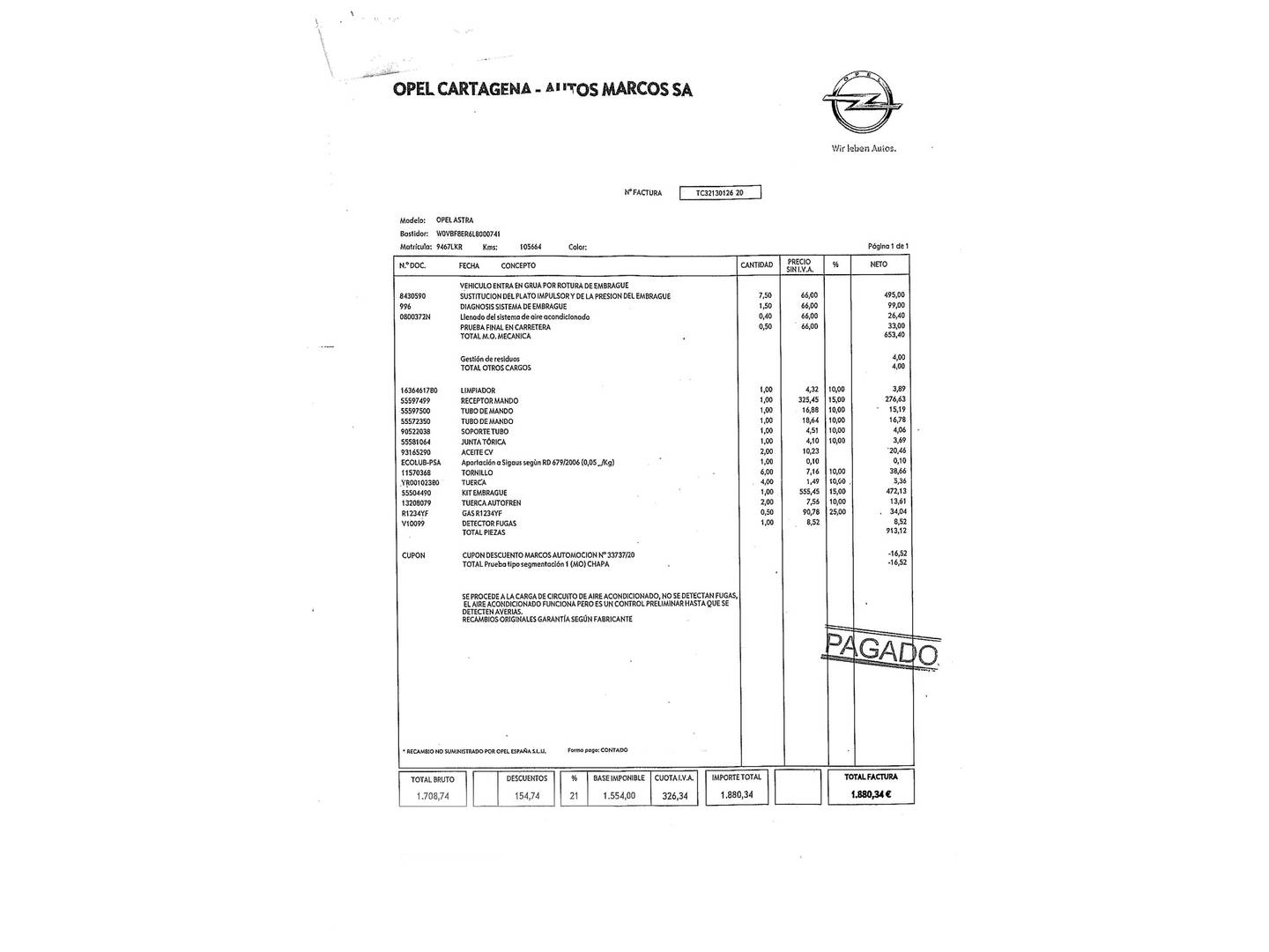 Foto del mantenimiento del Opel Astra Opel Astra Sports Tourer 1.2 Turbo SHL GS Line (110 CV)